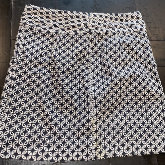 Grace Eyelet Bow Front Black White Lined Skirt 10​ - Picture 4 of 8